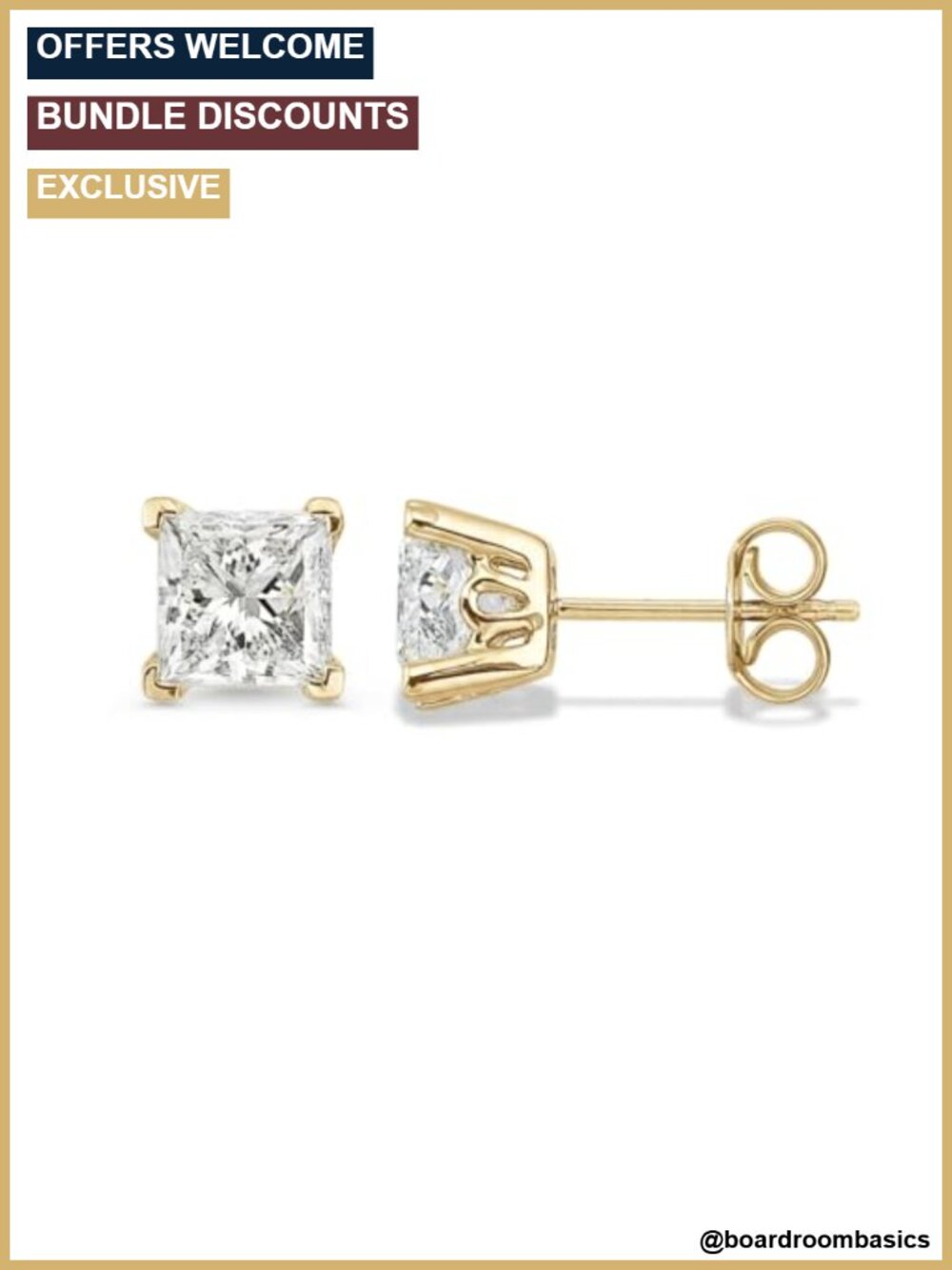14K Yellow Gold Lab Grown Diamond Stud Earrings 2 ctw
